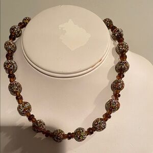 Elegant Brown Beaded Glass Necklace